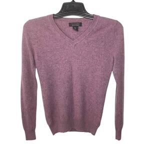 TAHARI 2-Ply 100% Cashmere Sweater Sz SMALL Womens V neck Lilac Purple